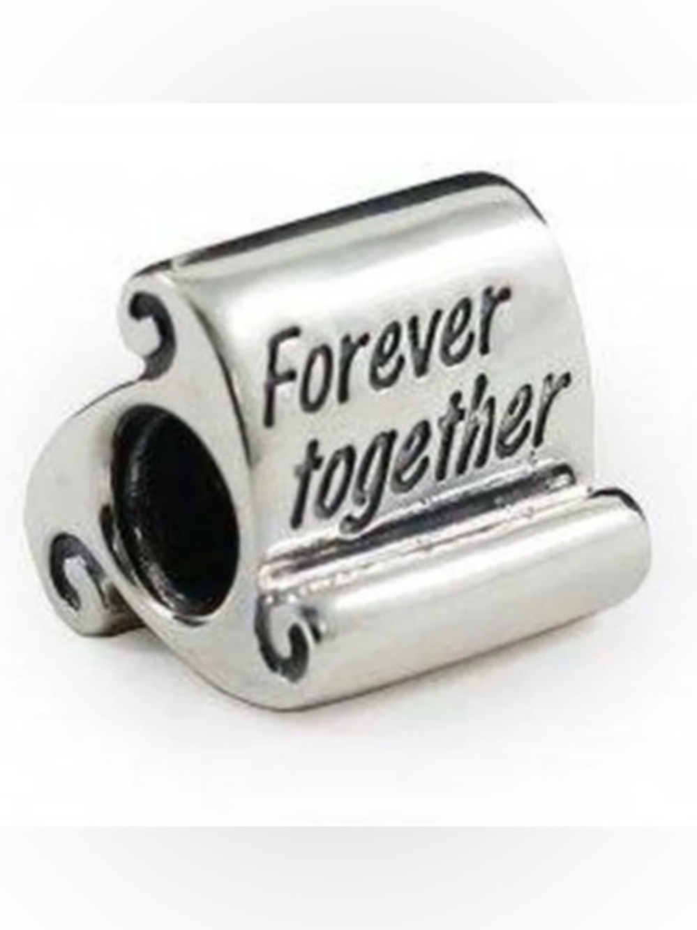 Pandora Sterling Silver 'Forever Together' Scroll Charm Bead